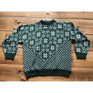 Vintage American Pride Christmas Themed Green Pullover Sweater. USA. Party. 20W